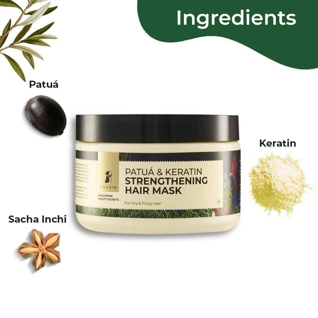 Pilgrim Amazonian Patua &amp; Keratin Strengthening Hair Mask For Dry &amp; Frizzy Hair With Sacha Inchi