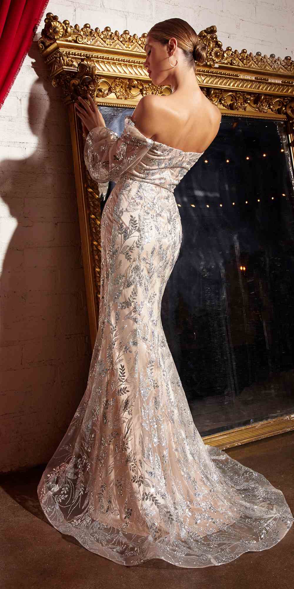 Cinderella Divine J816 Removable Long Sleeve Off the Shoulder Gown by DiscountDressShop