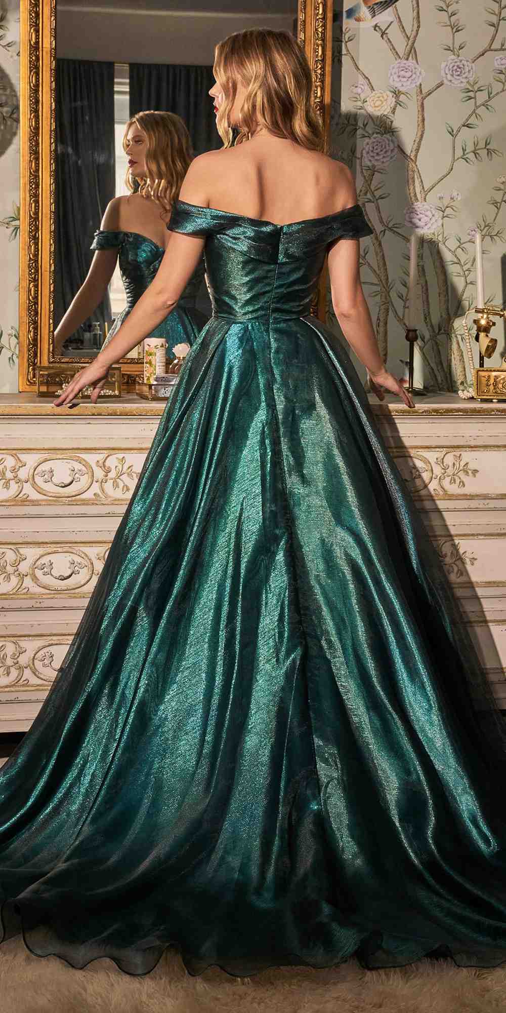 Cinderella Divine J822 A-Line Organza Off the Shoulder Ball Gown by DiscountDressShop