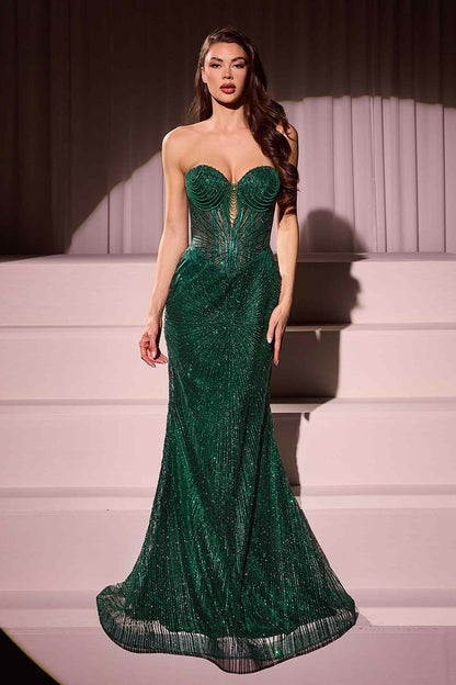Ladivine J871 Long Sultry Fitted Strapless Embellished Prom Gown  DestGlow