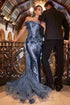 Ladivine J876 Dress Embellished Satin Fitted Gown With Tulle Overskirt by DiscountDressShop