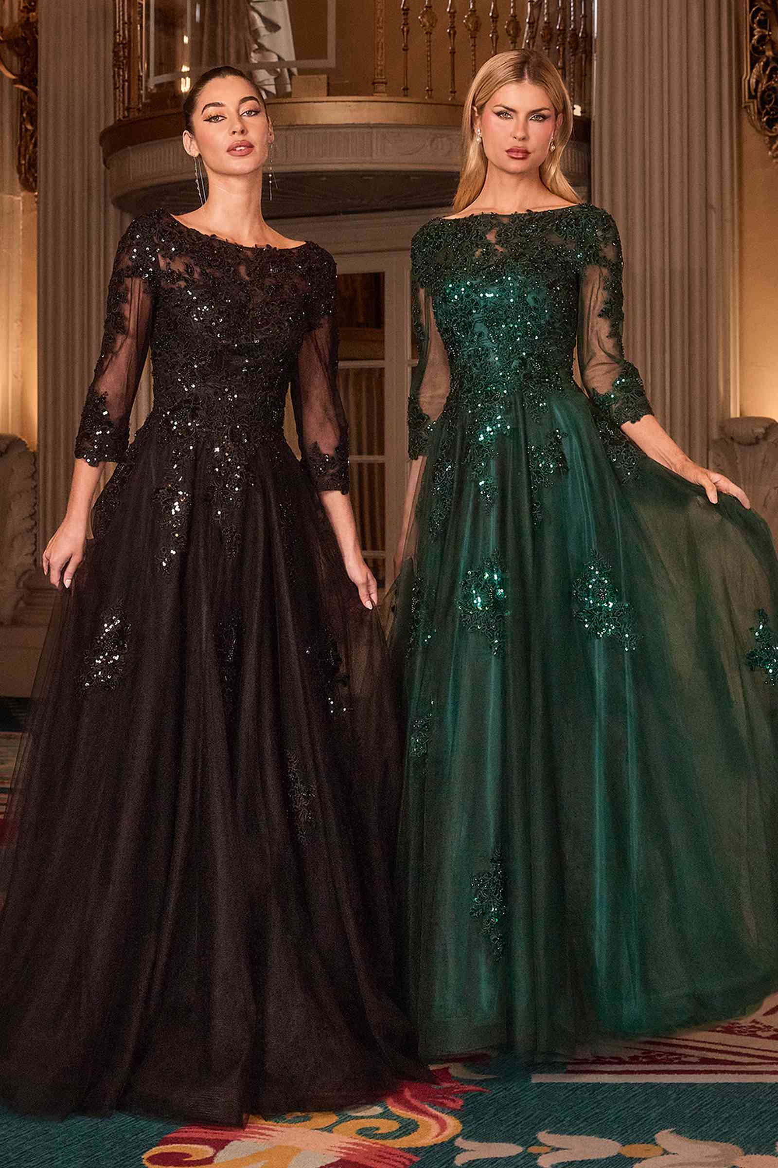 Ladivine J883 Mother of the Bride A-Line Ball Gown Long Sleeve by DiscountDressShop