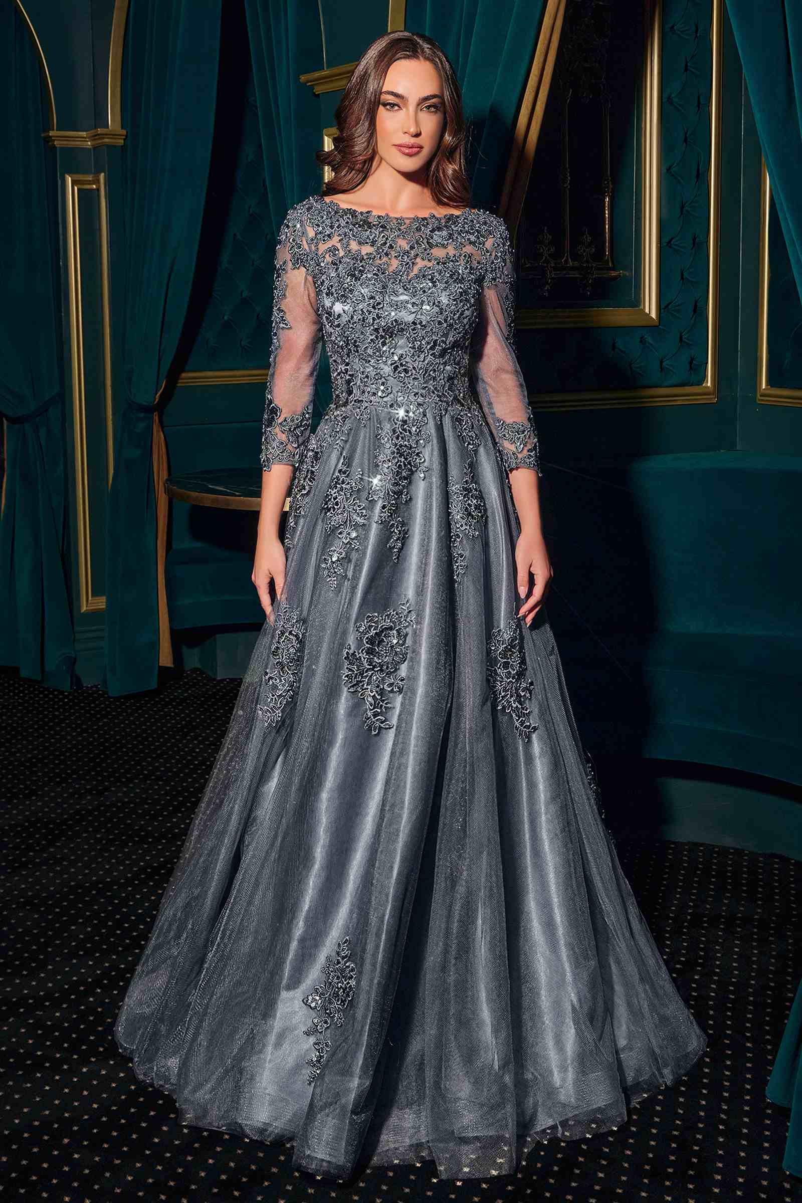 Ladivine J883 Mother of the Bride A-Line Ball Gown Long Sleeve by DiscountDressShop