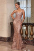 Ladivine J889 Hand Placed Applique Shimmering Sequin Fitted Gown by DiscountDressShop