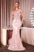 Ladivine J894 Deep Illusion Neckline Shimmering Sequin Mermaid Dress by DiscountDressShop