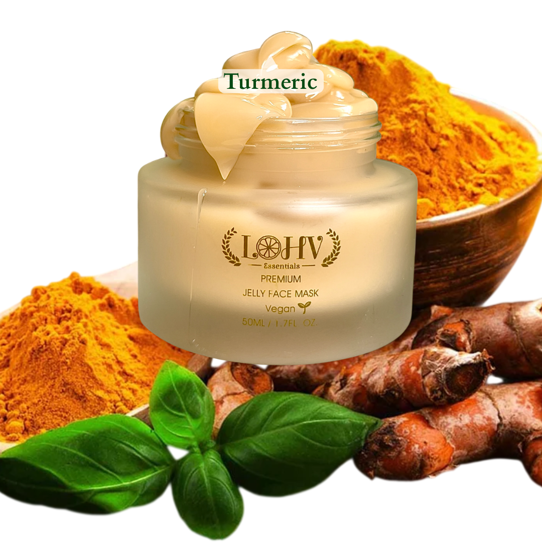 PREMIUM 100% VEGAN Rejuvenating JELLY FACE MASK With Retinol + Turmeric + Aloe Vera + Lactic acid + Rosemary Leaf by LOHV ESSENTIALS
