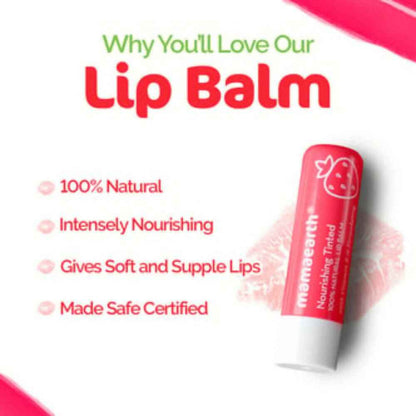 Mamaearth Nourishing Tinted 100% Natural Lip Balm With Vitamin E &amp; Strawberry