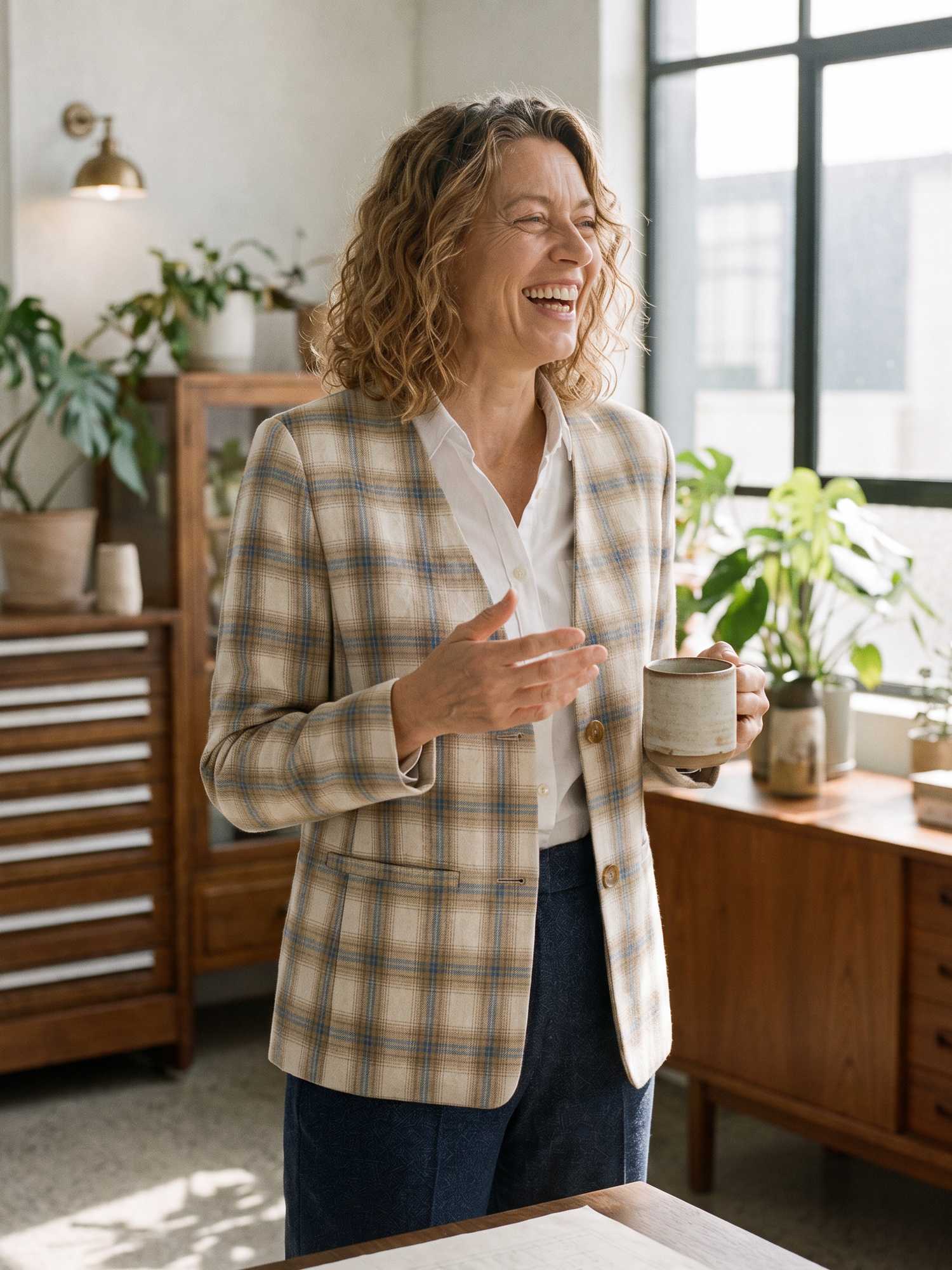 Linen Reversible Denim Texture V-Neck Jacket ELLIE  DestGlow