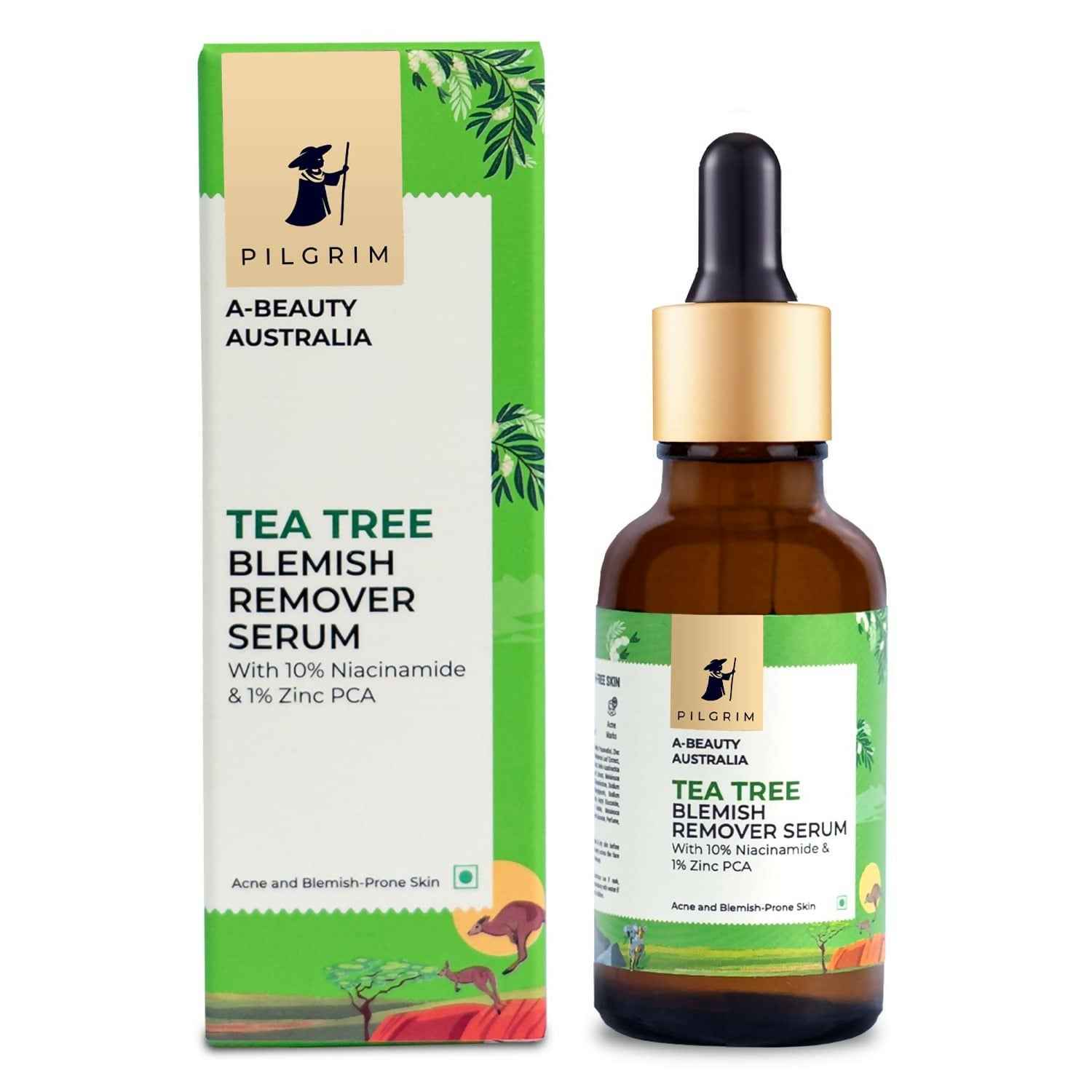 Pilgrim Tea Tree &amp; 10% Niacinamide Blemish-Remover Serum with Zinc PCA For Acne Prone Skin