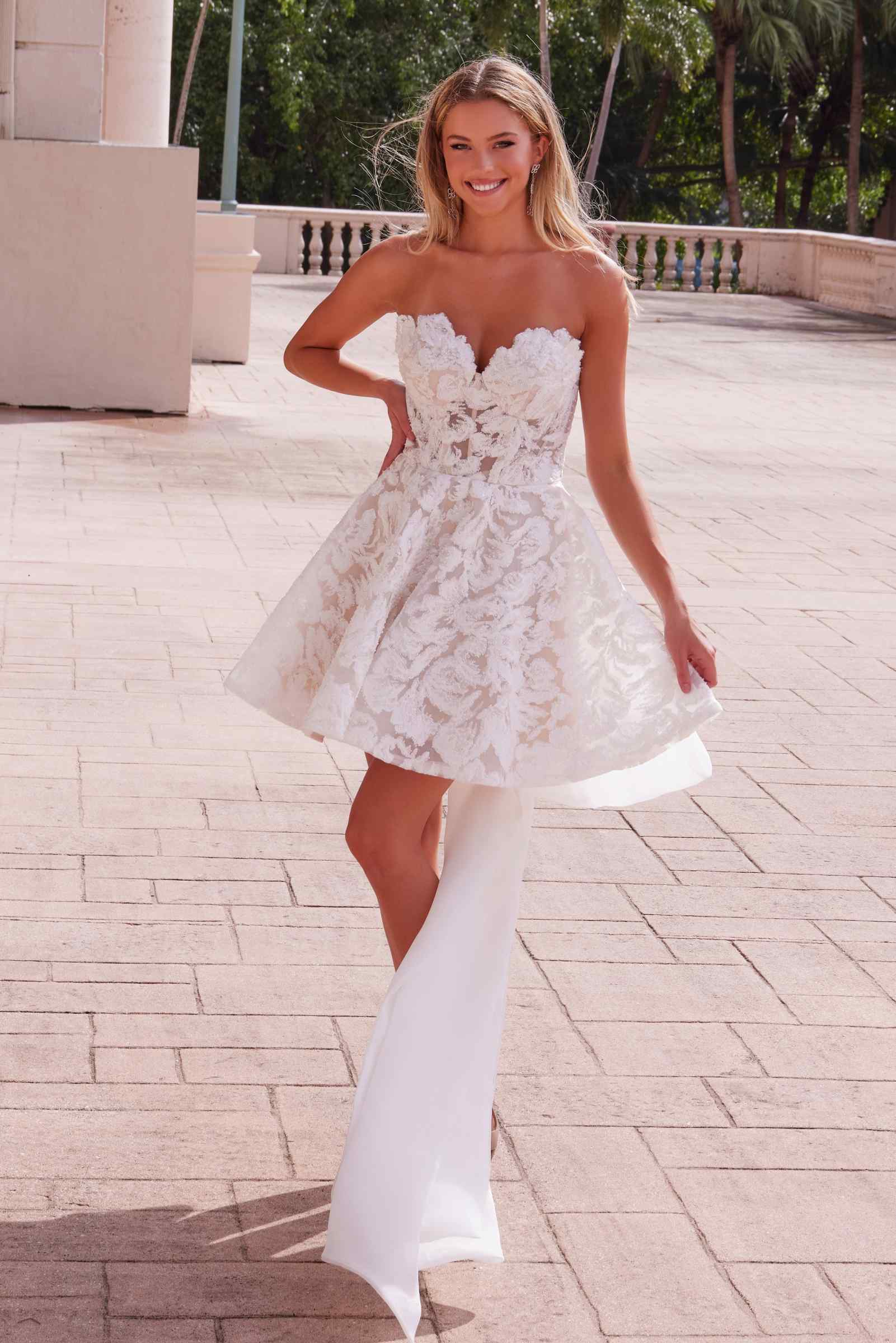 Nox Anabel JQ1017 Sweetheart Floral Big Bow Back Wedding Reception Dress by DiscountDressShop