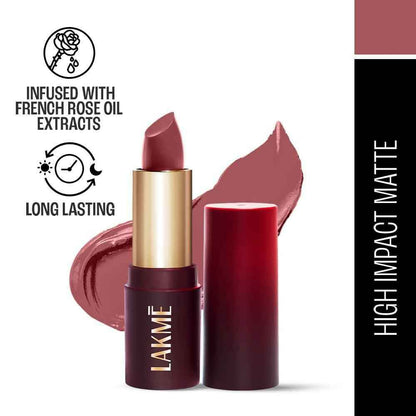 Lakme Forever Matte Lipstick, Made With French Rose Oil Extracts - Pink Geranium