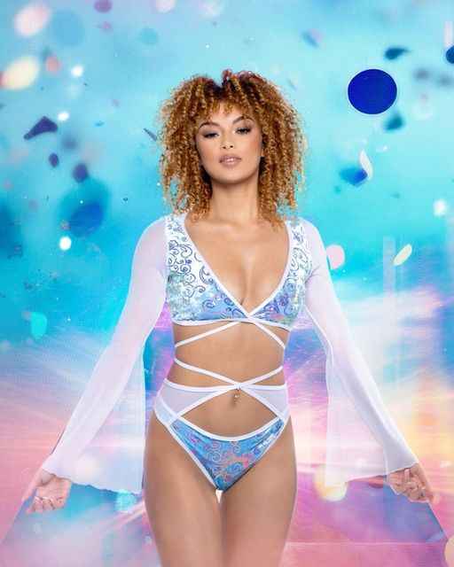 ElectroGlam Sequin Velvet &amp; Mesh Wrap Top