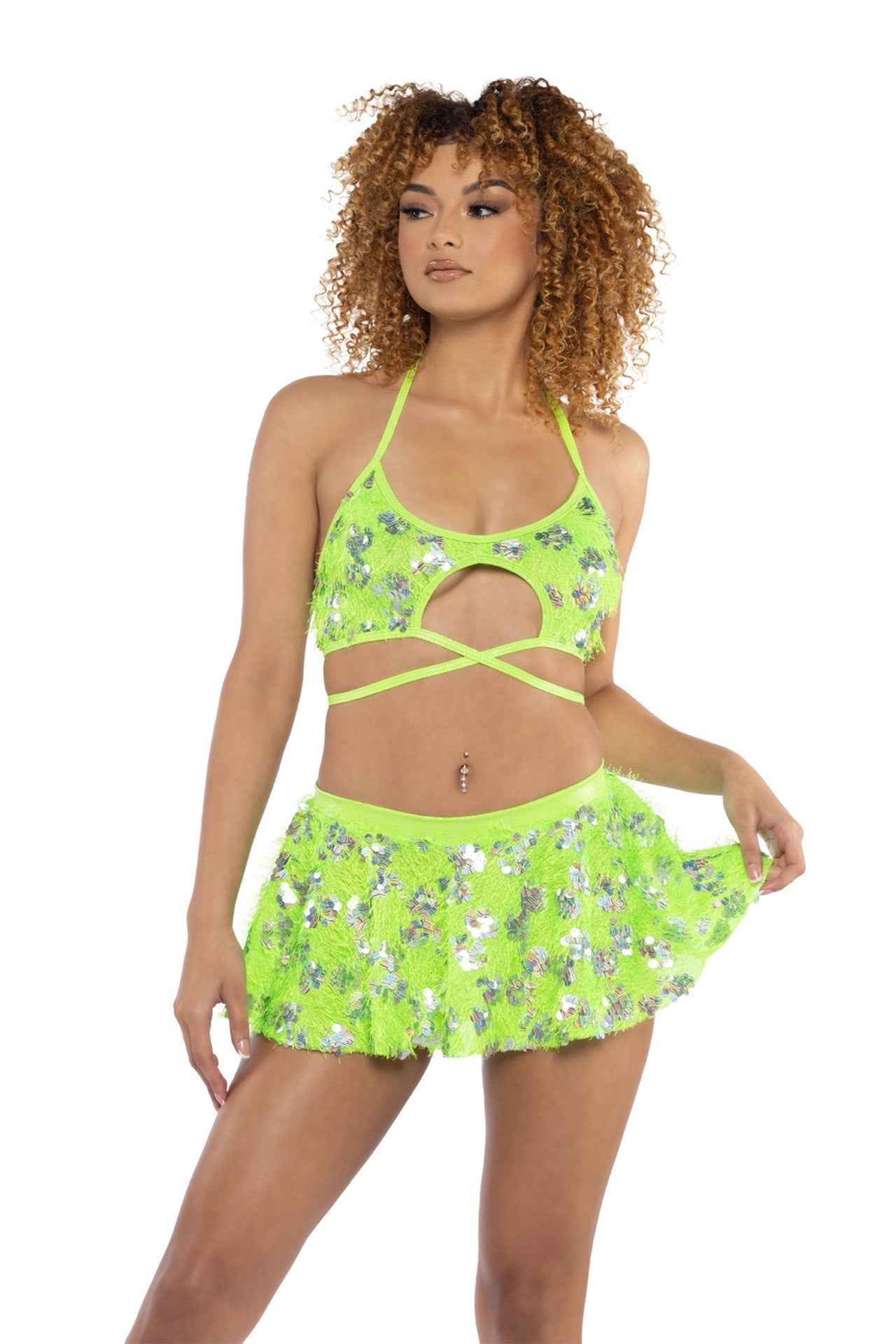 GlimmerGroove Eyelash Sequin Circle Skirt