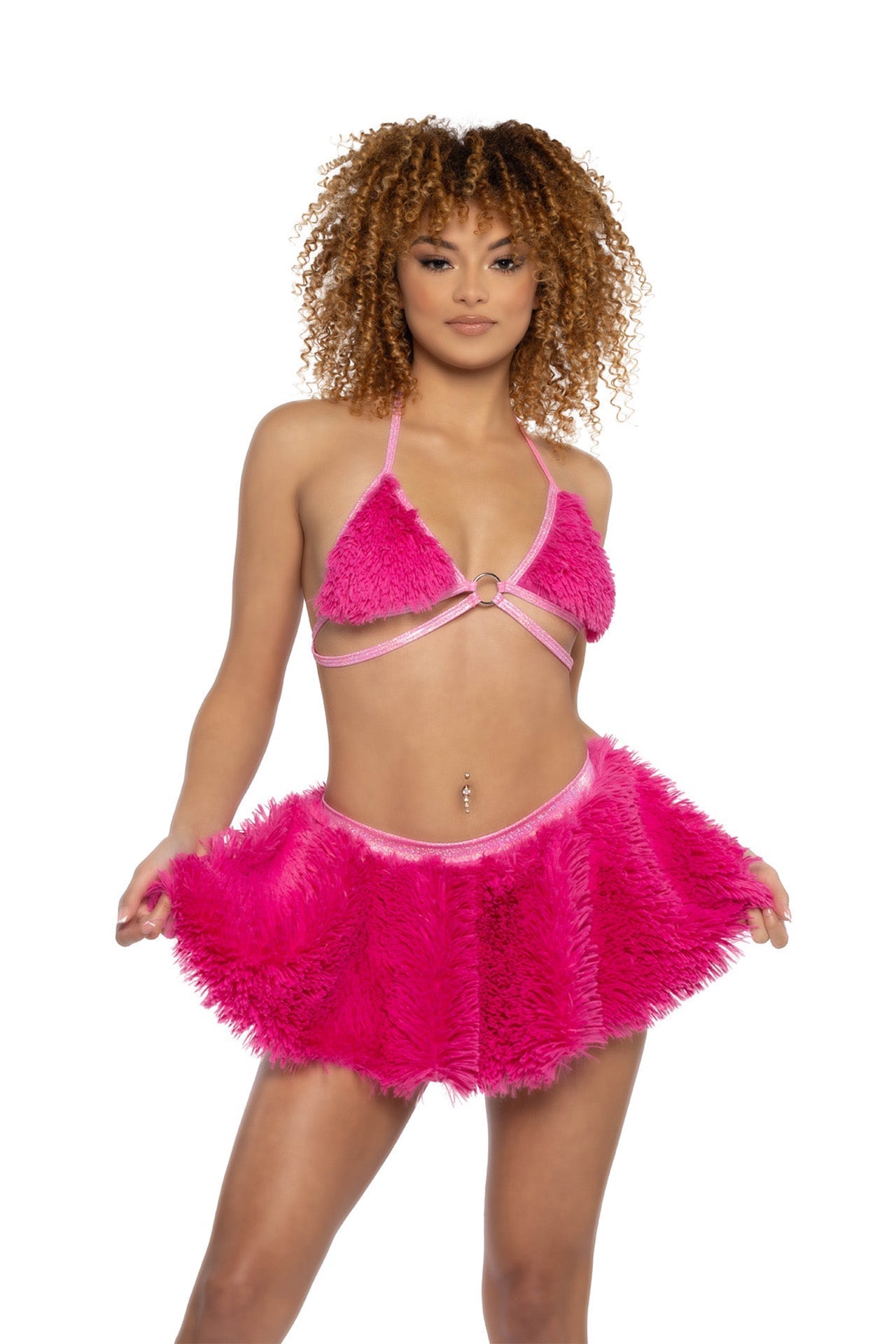 Neon Nights Faux Fur Triangle Top 