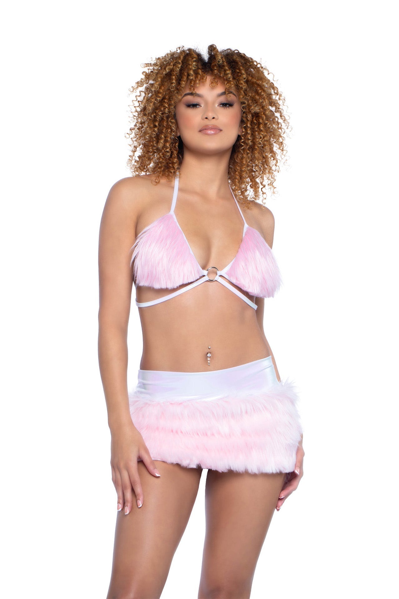 Neon Nights Faux Fur Triangle Top 