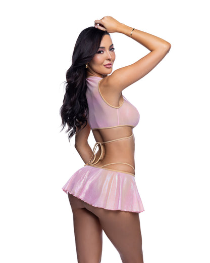 Heart Cutout Wrap Top &amp; Skirt Set