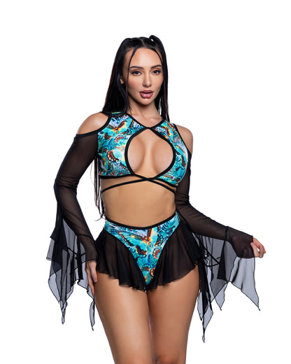 Butterfly Flow Top Bell Sleeve by Rave Fix