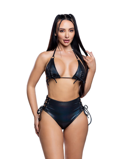 Lace-up Top &amp; High-Waist Rave Short Set by Rave Fix