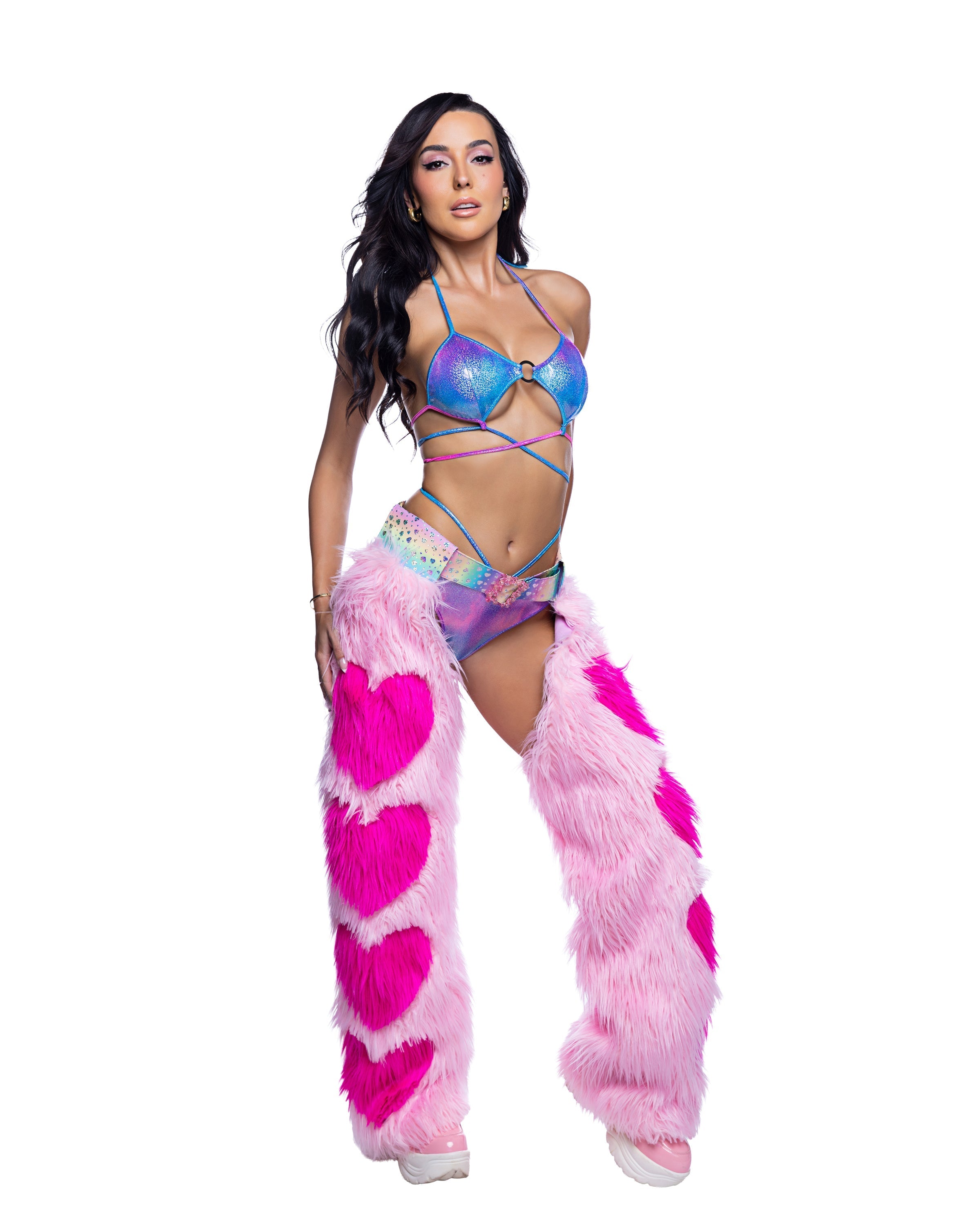 Faux Fur Heart Chaps by Rave Fix
