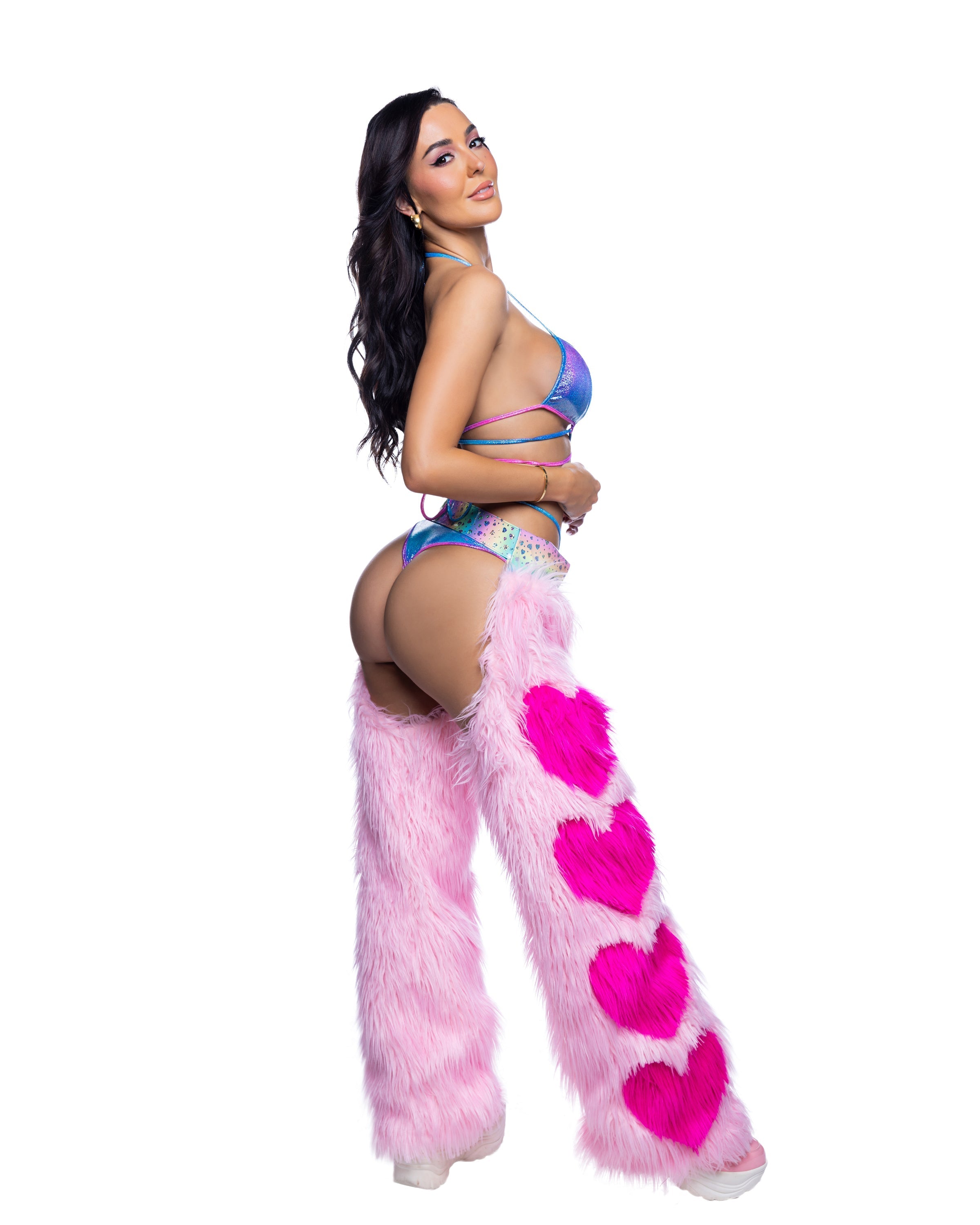 Faux Fur Heart Chaps by Rave Fix