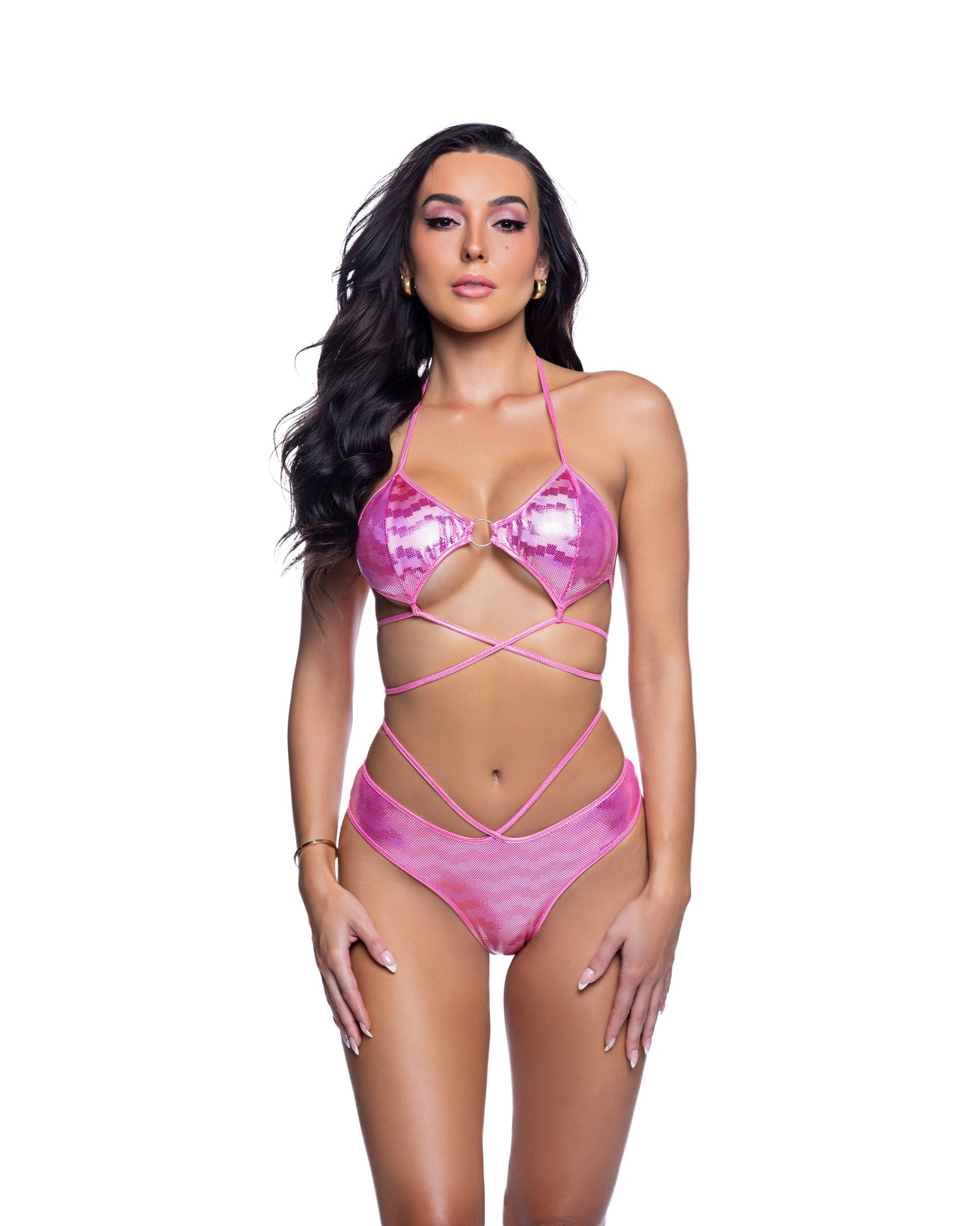 Shimmer Ring Top &amp; Strappy High-Leg Festival Set by Rave Fix