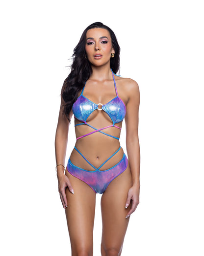 Shimmer Ring Top &amp; Strappy High-Leg Festival Set by Rave Fix
