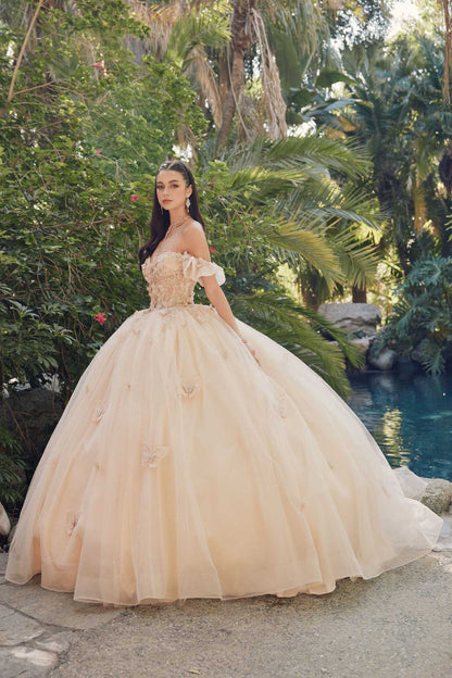 Juliet JT1448J Off the Shoulder A-Line Poofy Quinceanera Ball Gown by DiscountDressShop