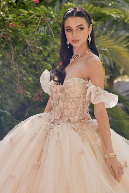 Juliet JT1448J Off the Shoulder A-Line Poofy Quinceanera Ball Gown by DiscountDressShop