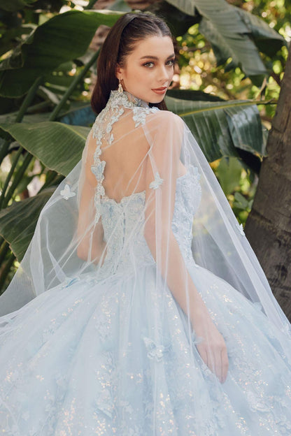 Juliet JT1449J Poofy Strapless Sweetheart Quinceanera Gown Includes Cape by DiscountDressShop