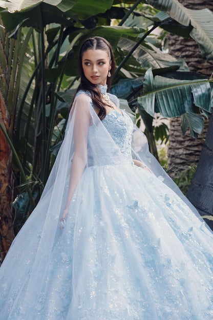 Juliet JT1449J Poofy Strapless Sweetheart Quinceanera Gown Includes Cape by DiscountDressShop