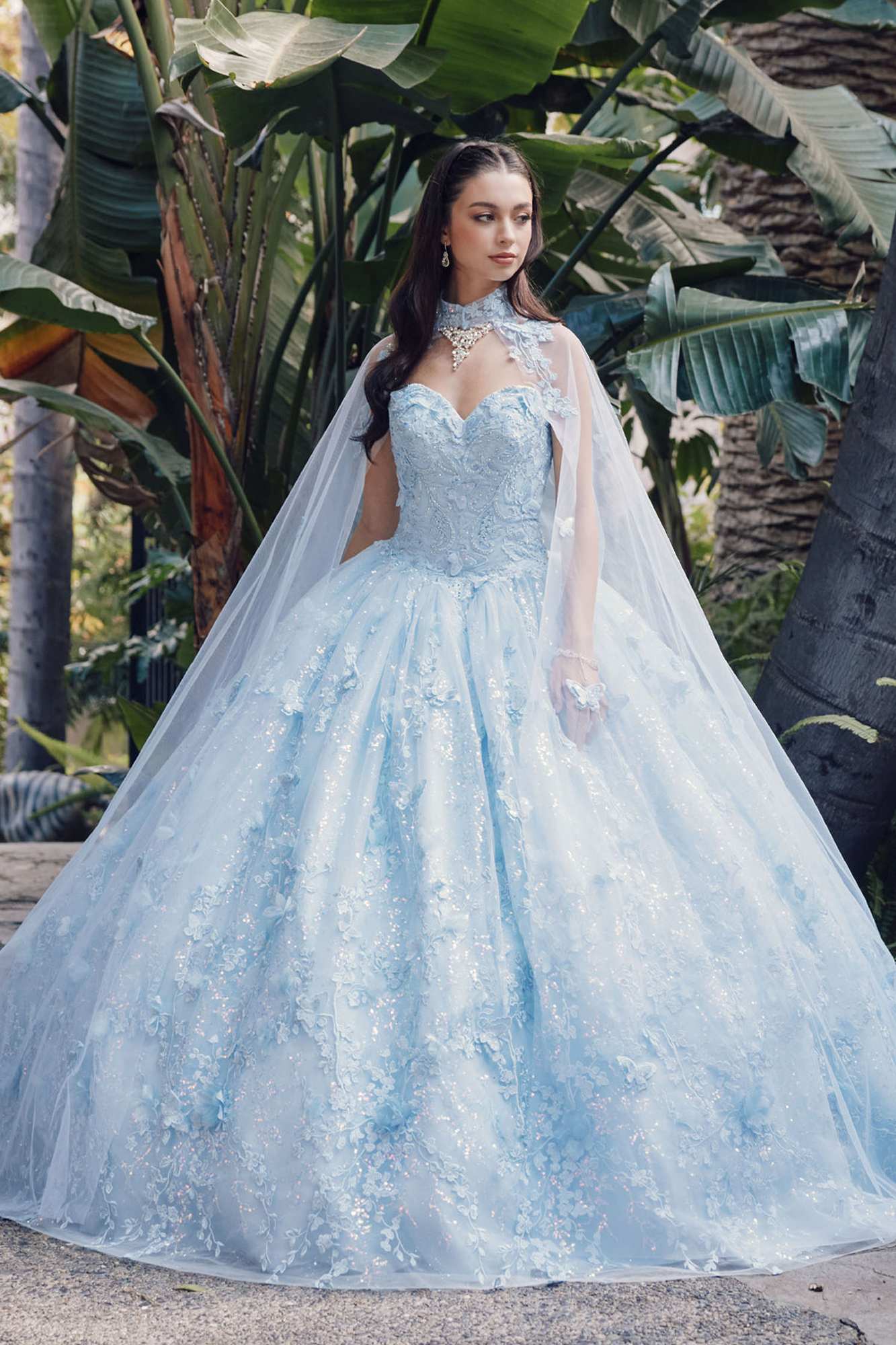 Juliet JT1449J Poofy Strapless Sweetheart Quinceanera Gown Includes Cape by DiscountDressShop