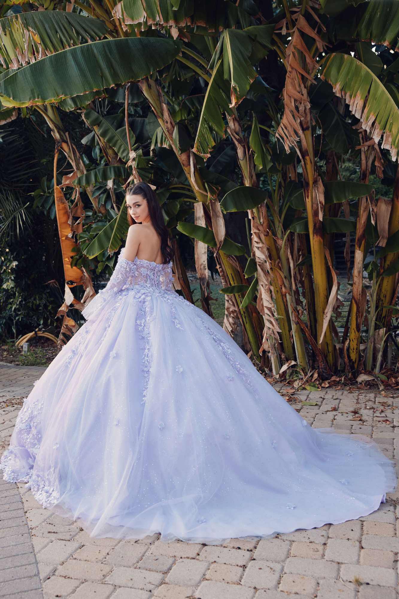 Juliet JT1459J Princess Ball Gown Strapless Bell Sleeves Quinceanera Dress by DiscountDressShop
