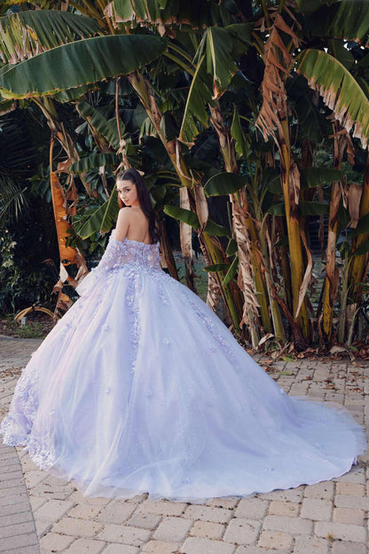 Juliet JT1459J Princess Ball Gown Strapless Bell Sleeves Quinceanera Dress by DiscountDressShop