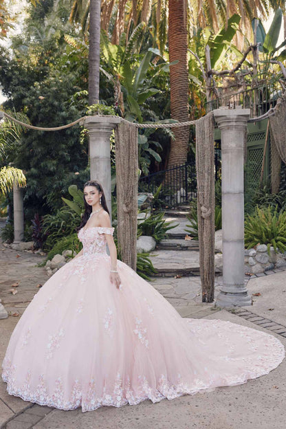 Juliet JT1460J Off the Shoulder Corset Bodice Poofy Quinceanera Gown by DiscountDressShop