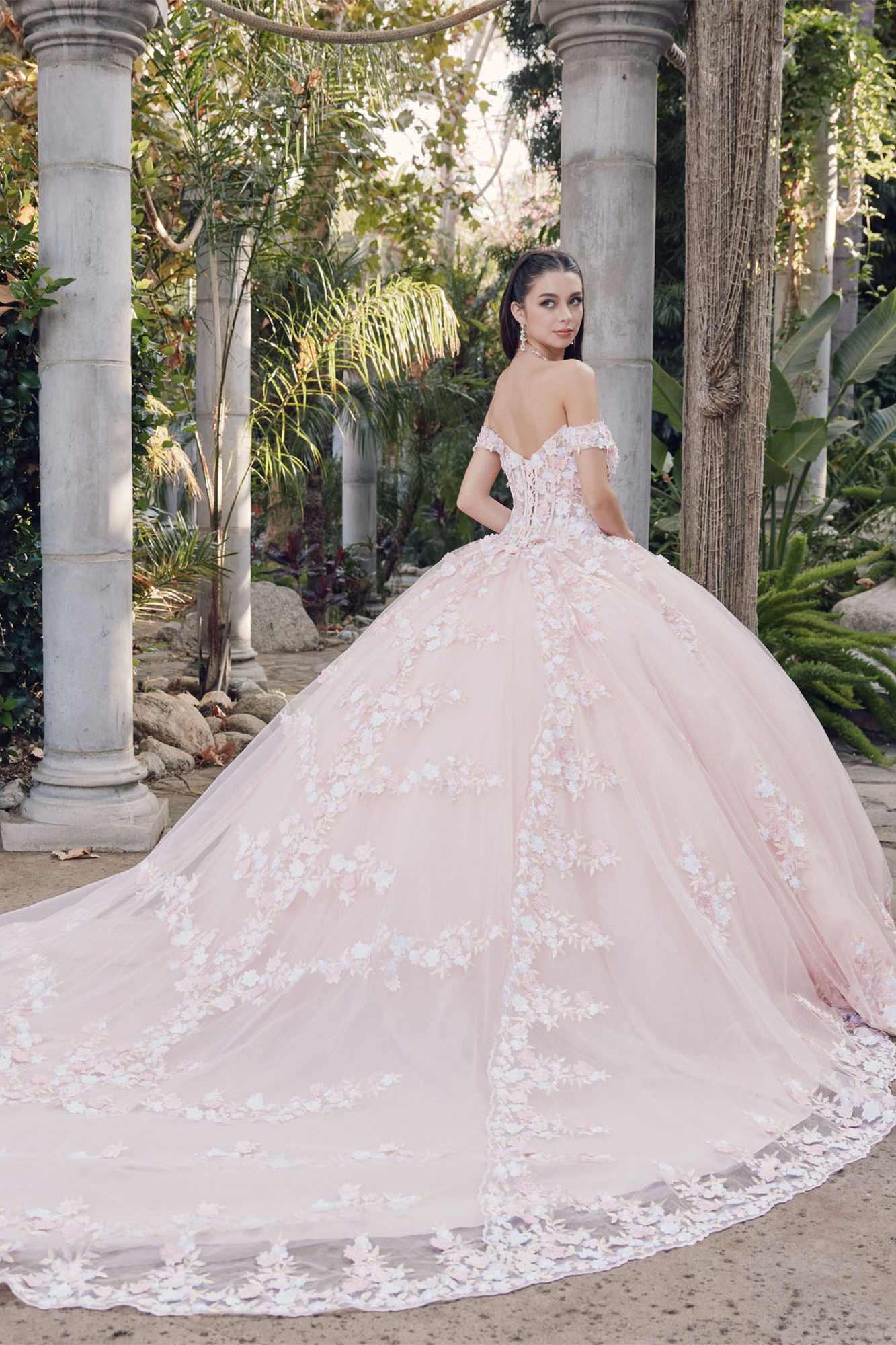 Juliet JT1460J Off the Shoulder Corset Bodice Poofy Quinceanera Gown by DiscountDressShop