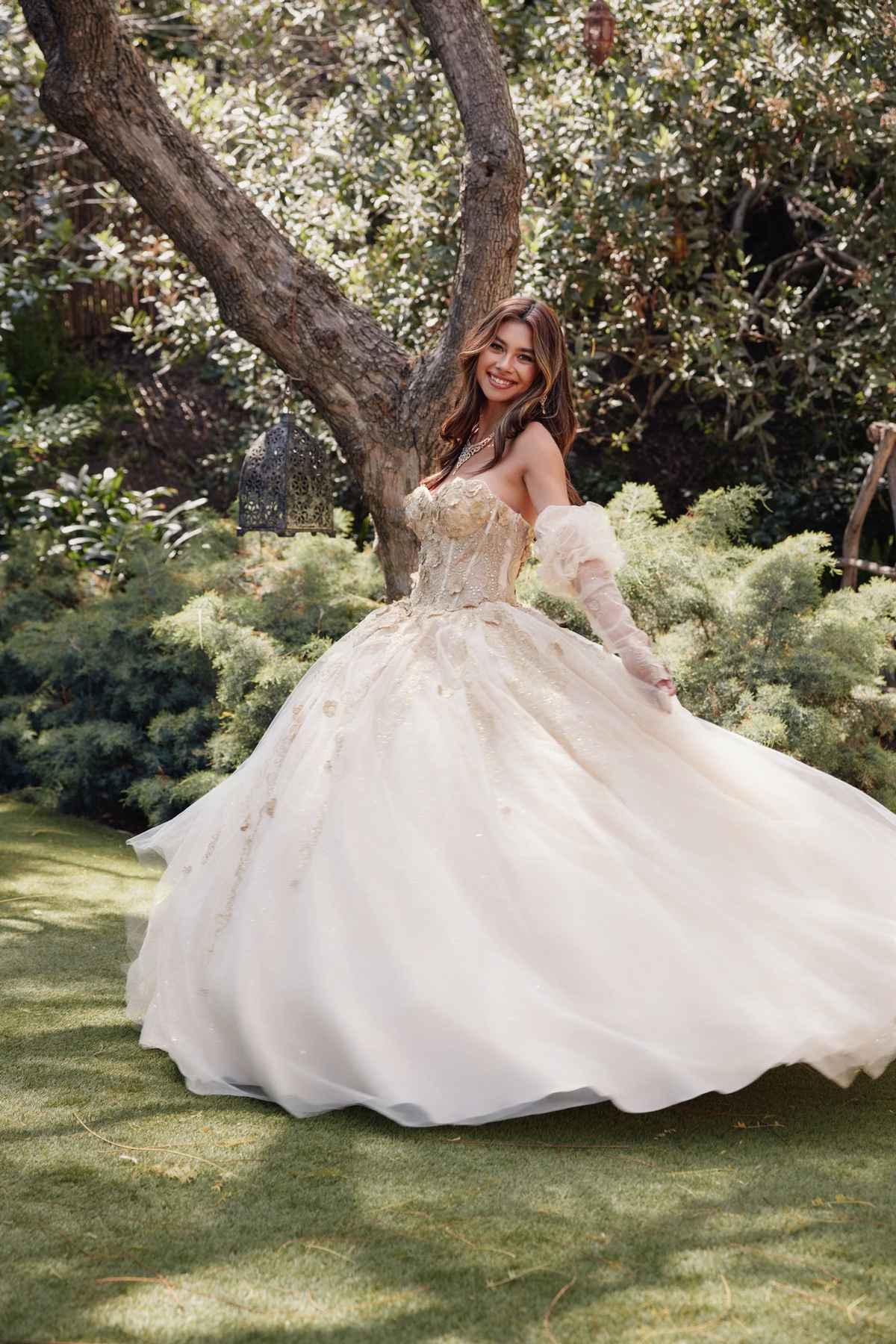 Juliet JT1465H Dress 3d Flowers Applique Puff Sleeve Quinceanera Dress by DiscountDressShop