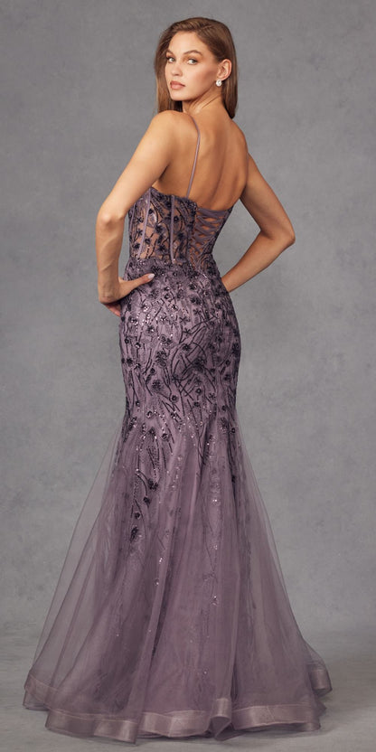 Juliet JT2441S Long Corset Bodice Embellished Sleeveless Mermaid Dress by DiscountDressShop