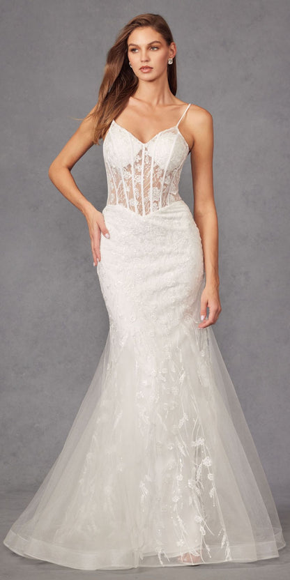 Juliet JT2441SW Long Corset Bodice Embellished Mermaid Wedding Dress by DiscountDressShop