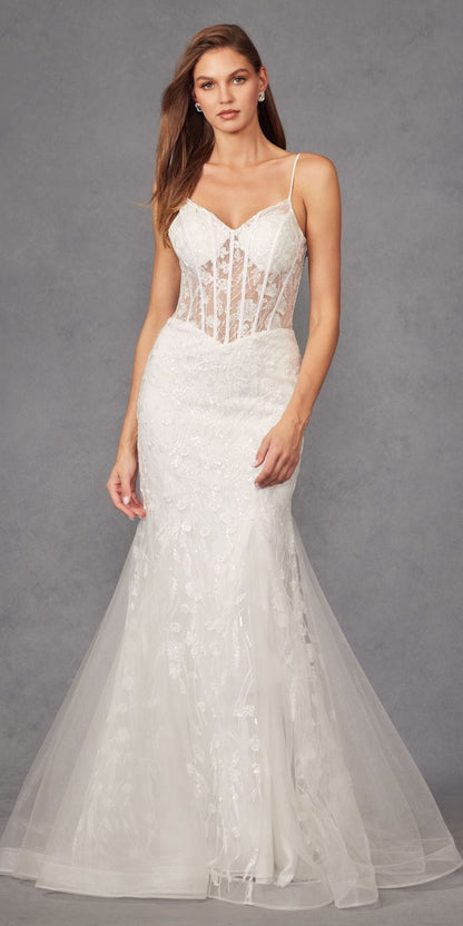 Juliet JT2441SW Long Corset Bodice Embellished Mermaid Wedding Dress by DiscountDressShop