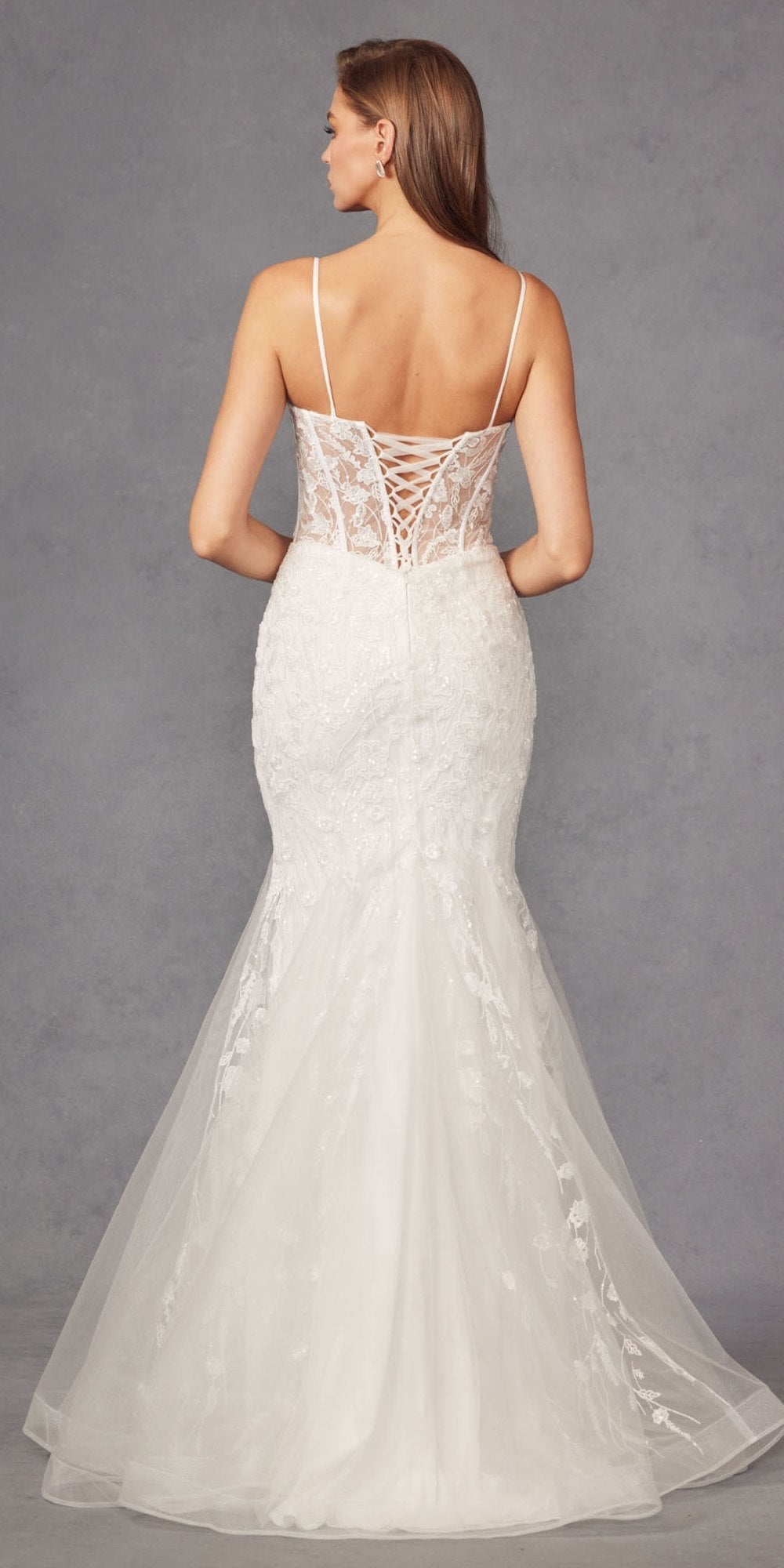 Juliet JT2441SW Long Corset Bodice Embellished Mermaid Wedding Dress by DiscountDressShop