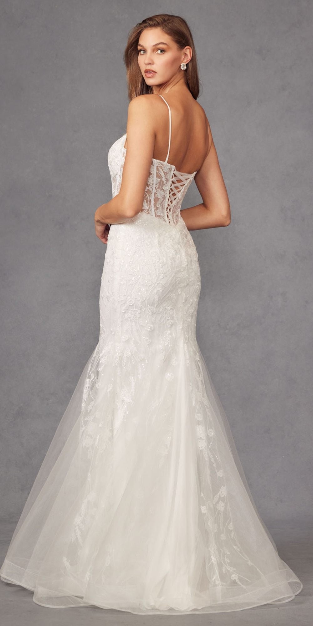 Juliet JT2441SW Long Corset Bodice Embellished Mermaid Wedding Dress by DiscountDressShop