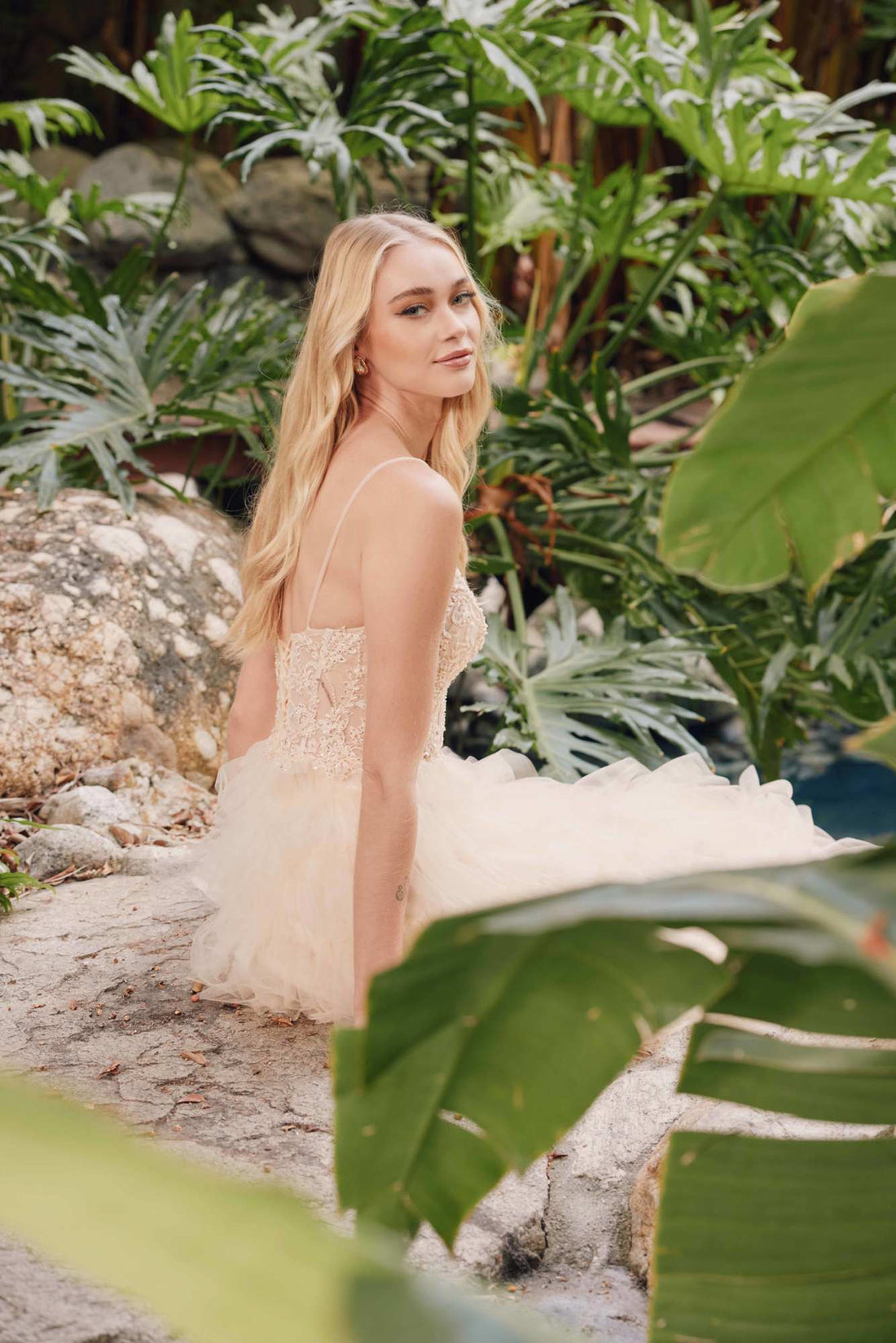 Juliet JT2451S Long Lace Bodice Sleeveless A-line Ruffled Gown by DiscountDressShop