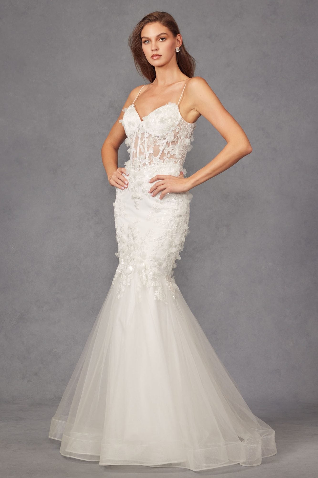 Juliet JT2469KW Long Sweetheart Boned Embellished Bodice Trumpet Gown by DiscountDressShop