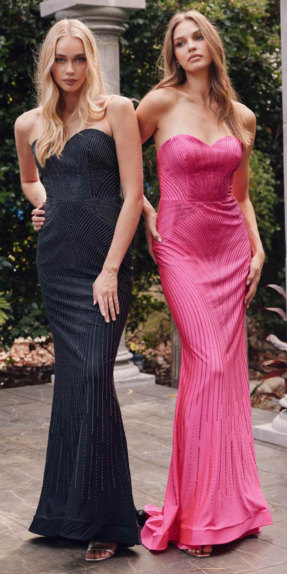 Juliet JT2472R Long Strapless Rhinestone Details Sweetheart Fitted Gown by DiscountDressShop