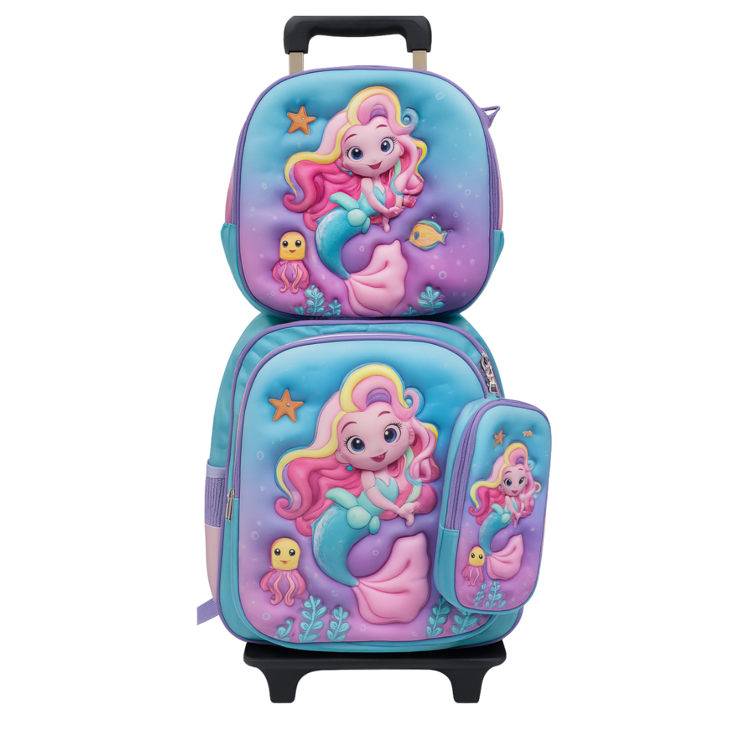 Kids 3D 4-Piece Rolling Backpack Combo - Assorted Designs (4ct)  DestGlow
