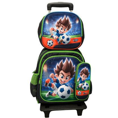 Kids 3D 4-Piece Rolling Backpack Combo - Assorted Designs (4ct)  DestGlow