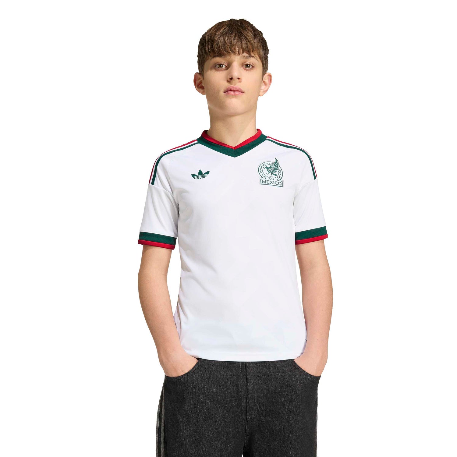 Adidas Kids Mexico 26 Away Jersey - White by Denim Exchange