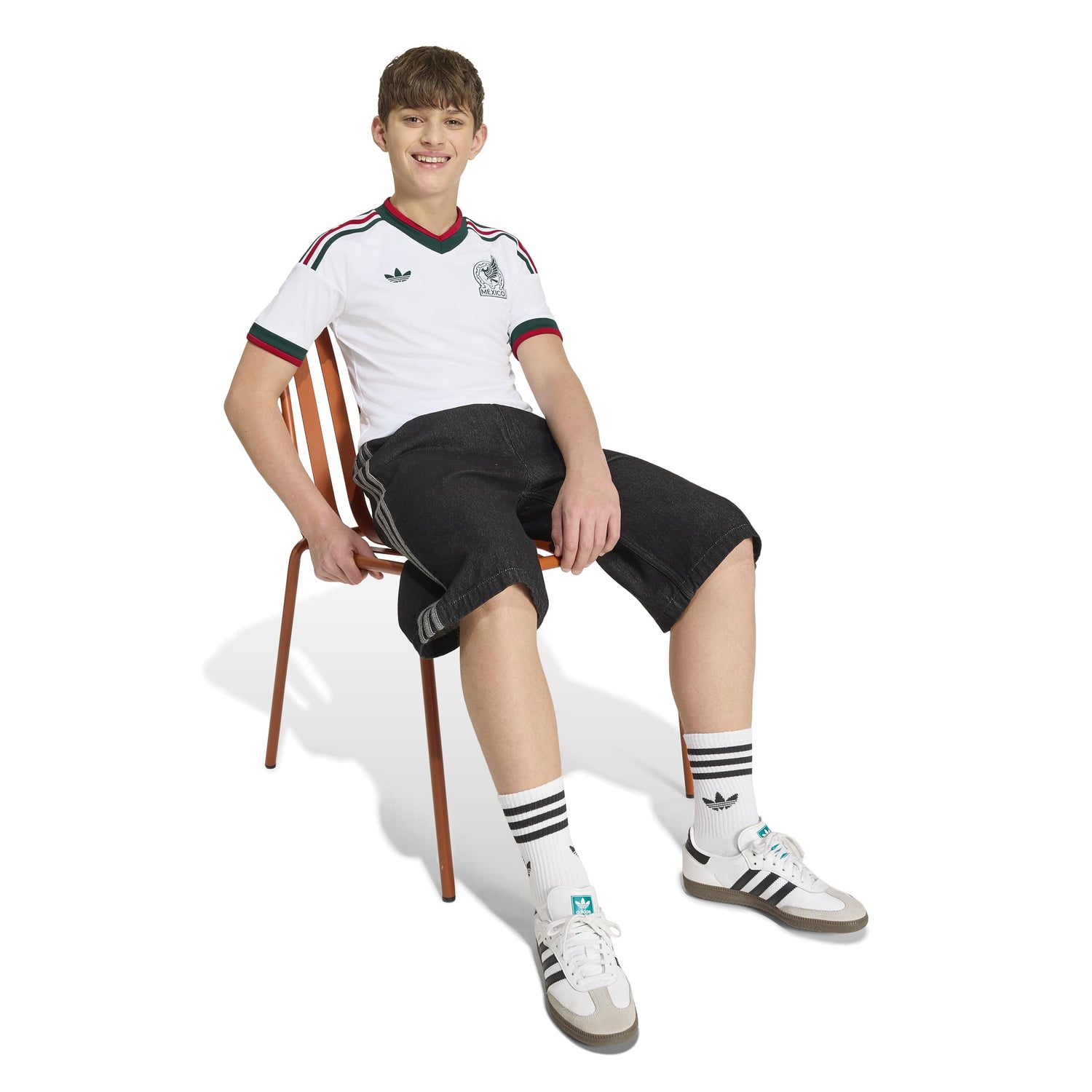 Adidas Kids Mexico 26 Away Jersey - White by Denim Exchange