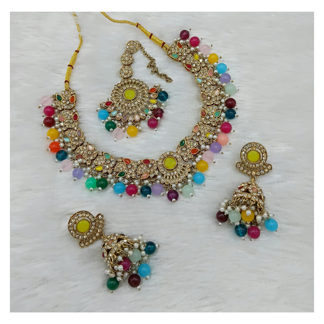 Joban Fashion Multi Stone Work Necklace Set