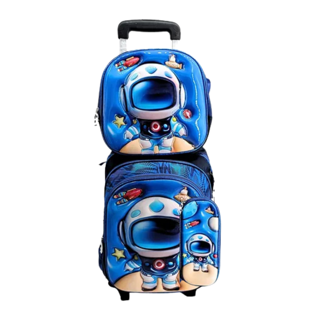 Kids 3D 4-Piece Rolling Backpack Combo - Assorted Designs (4ct)  DestGlow